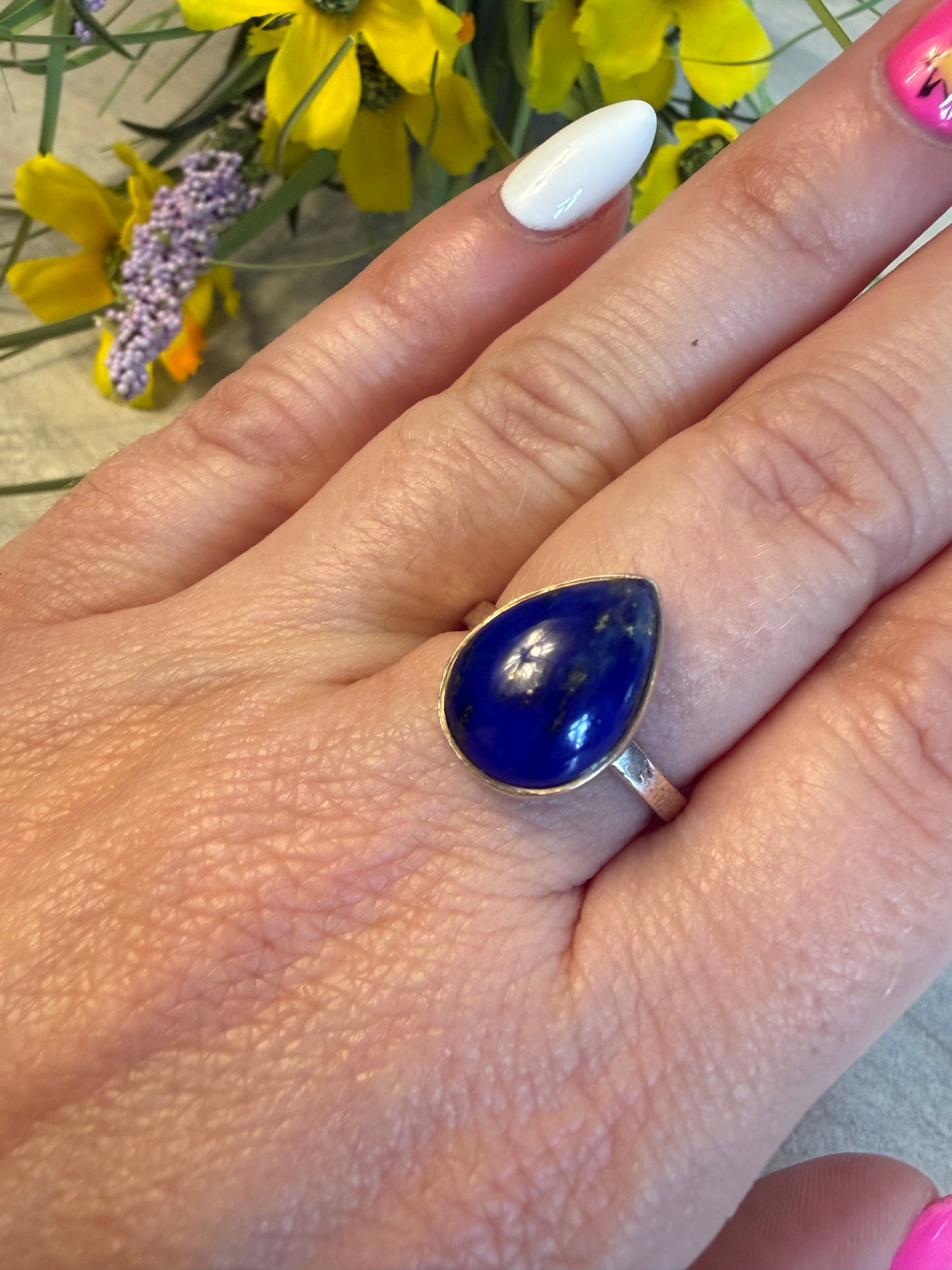 Lapis Adjustable 925 Silver Ring