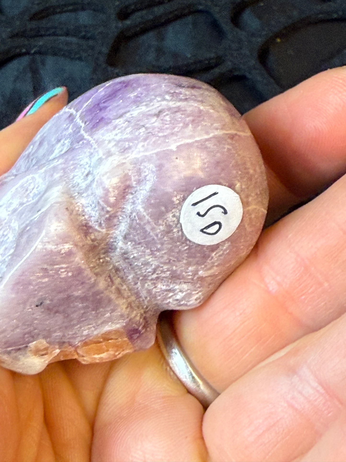 Lepidolite with stilbite Skull