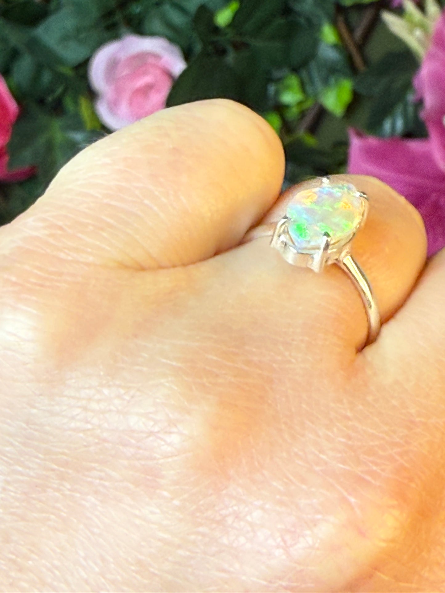 Ethiopian Opal 925 Silver Ring - Size L 1/2 - M