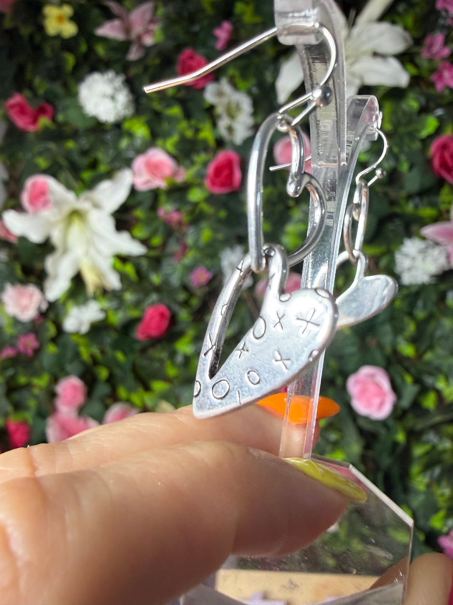 Duo Drop Heart Earrings - Stainless steel