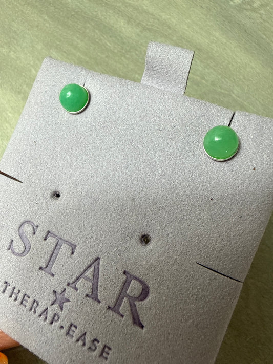 Handmade Chrysoprase Sterling Silver Studs