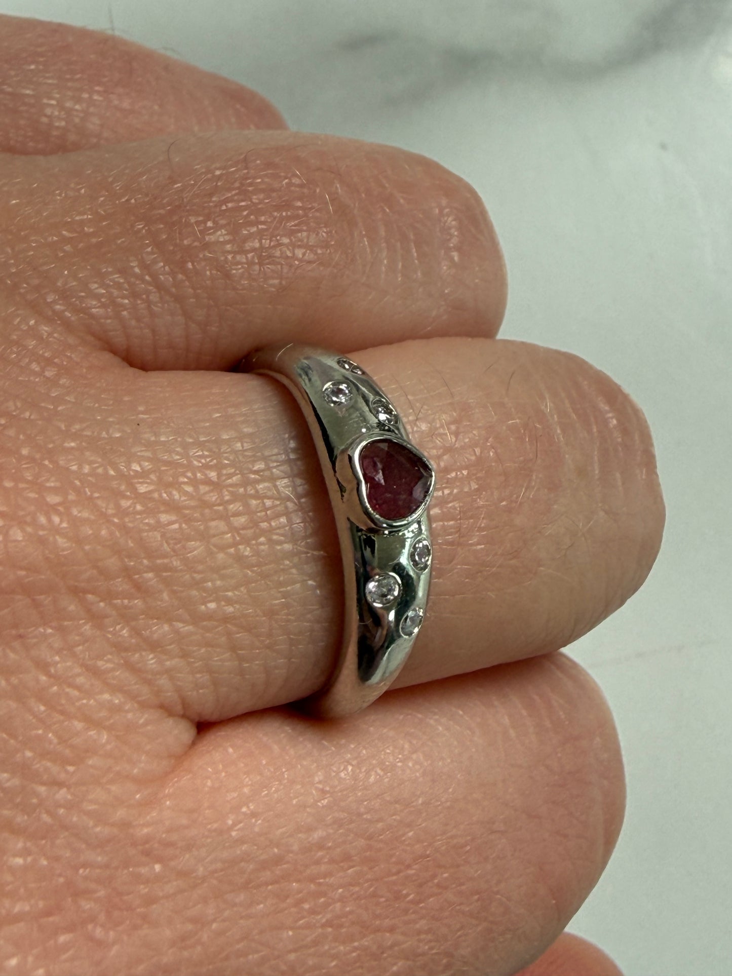 Ruby Adjustable Silver Plated Ring