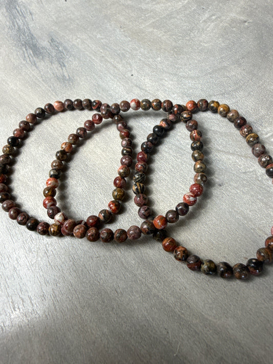 4mm Leopard Skin Jasper Bead Bracelet