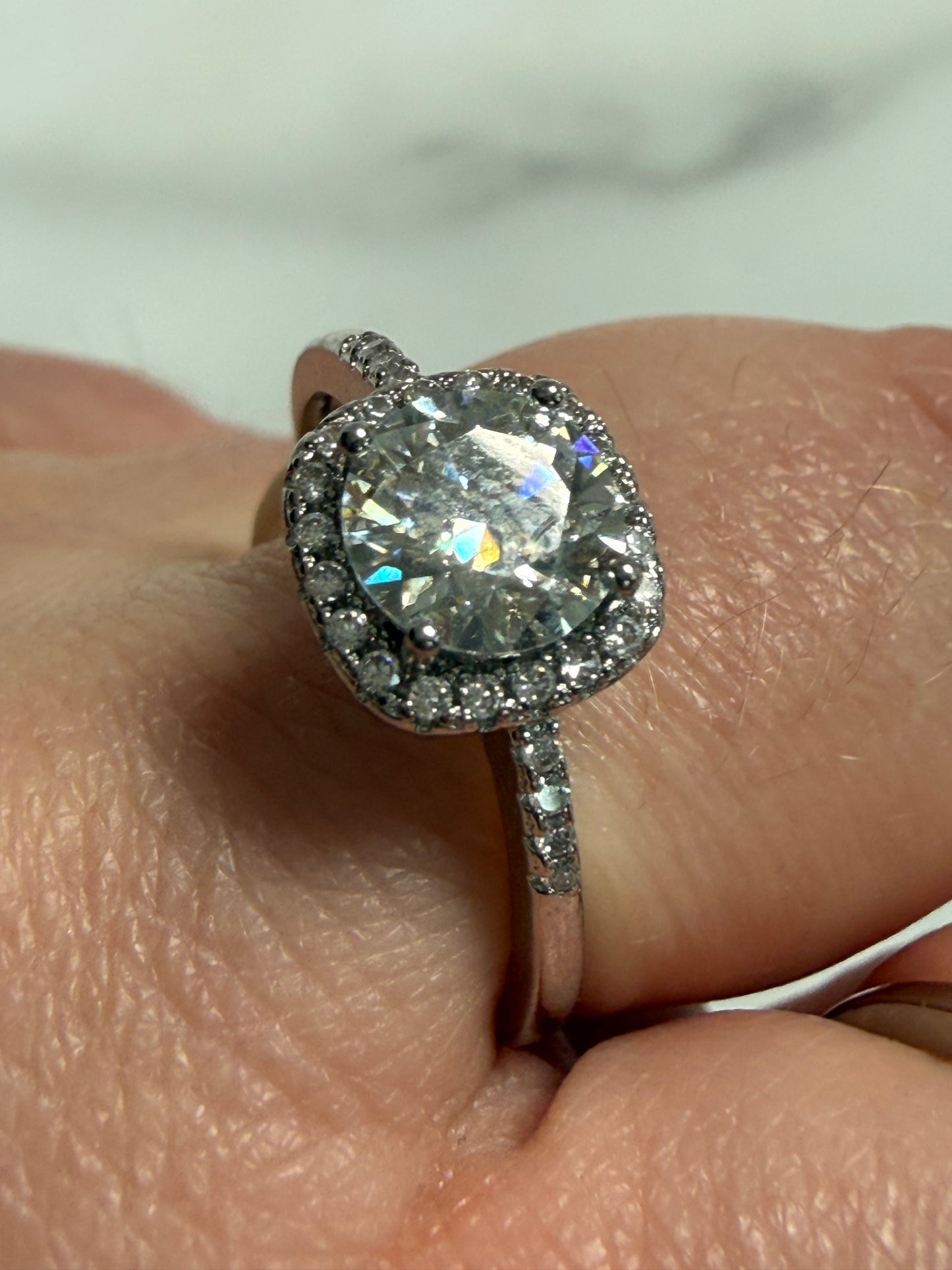 Moissanite Adjustable Silver Plated Ring