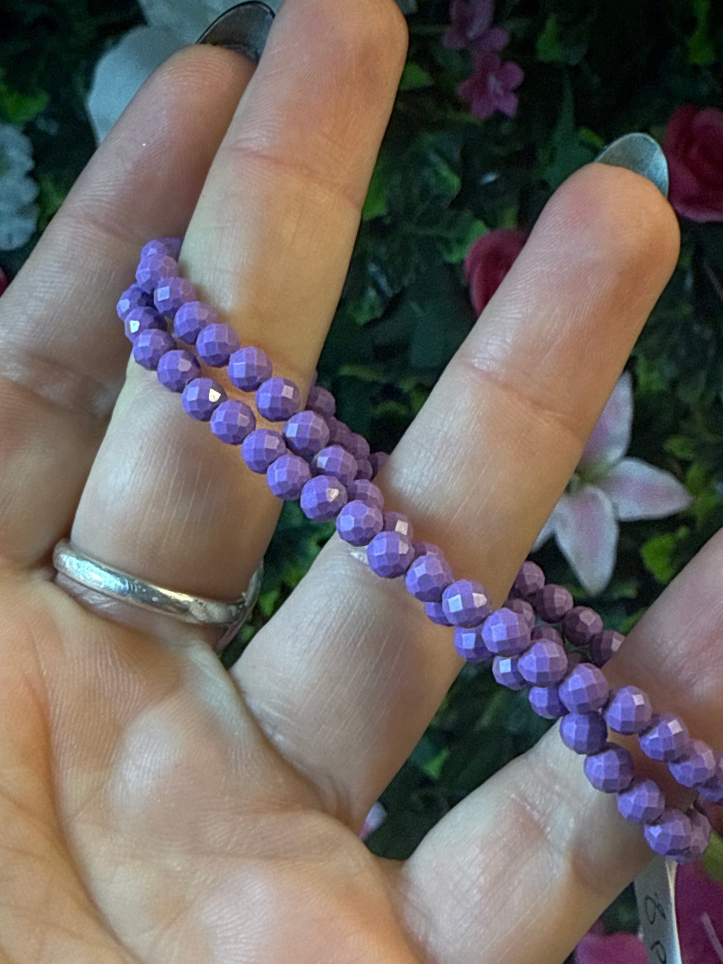 USA Purple Mica Facet 4mm Bead Bracelet