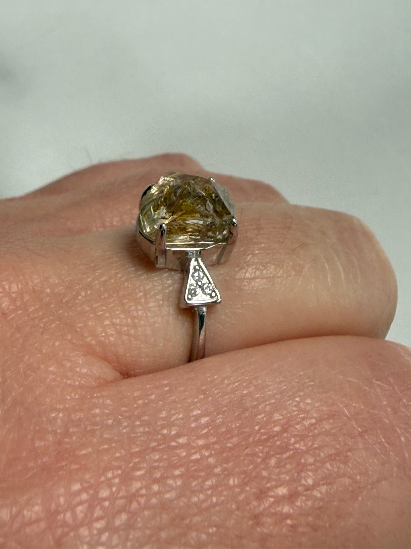 Herkimer Adjustable Silver Plated Ring