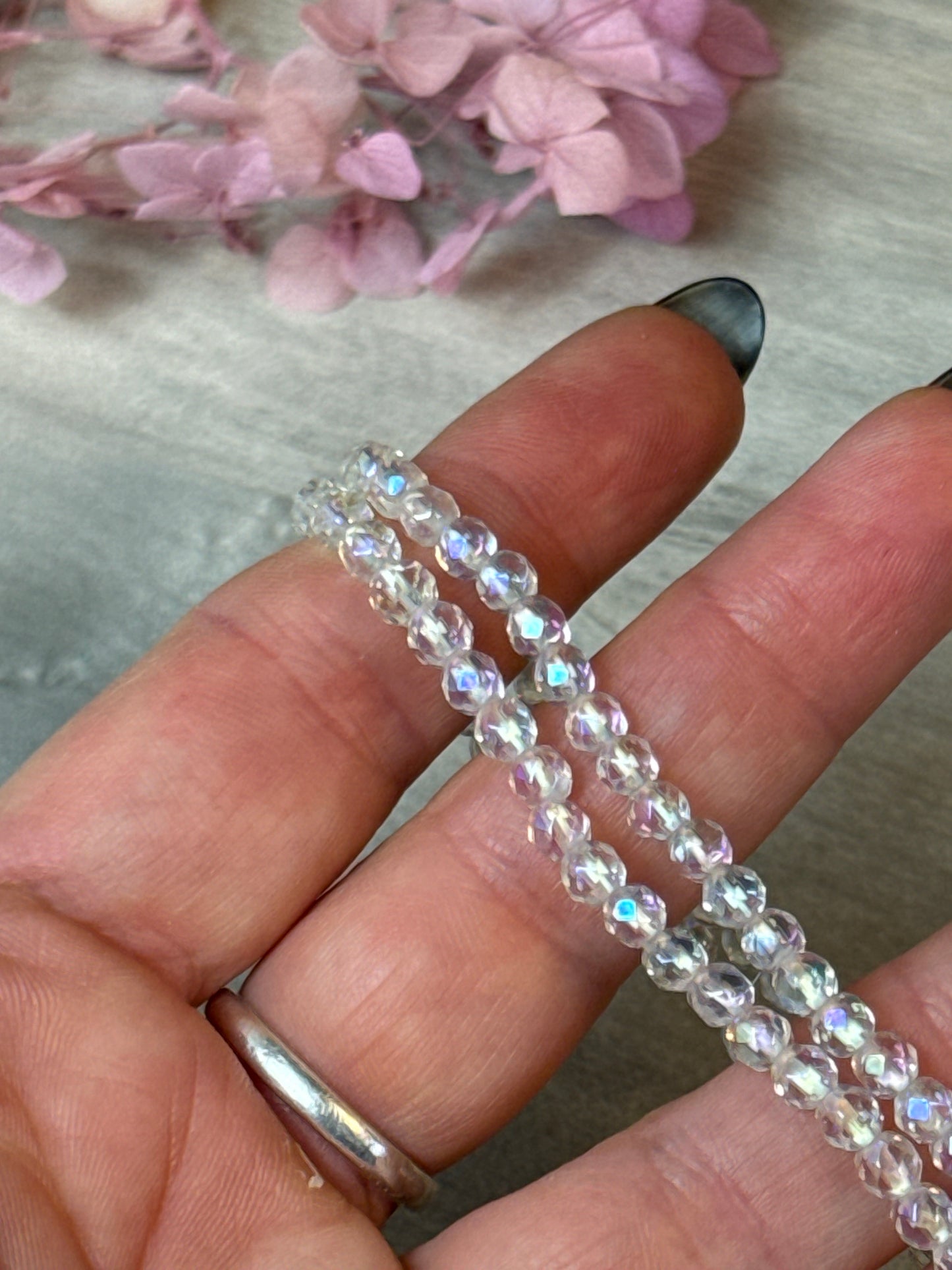 Rainbow facet Clear Quartz Bracelet