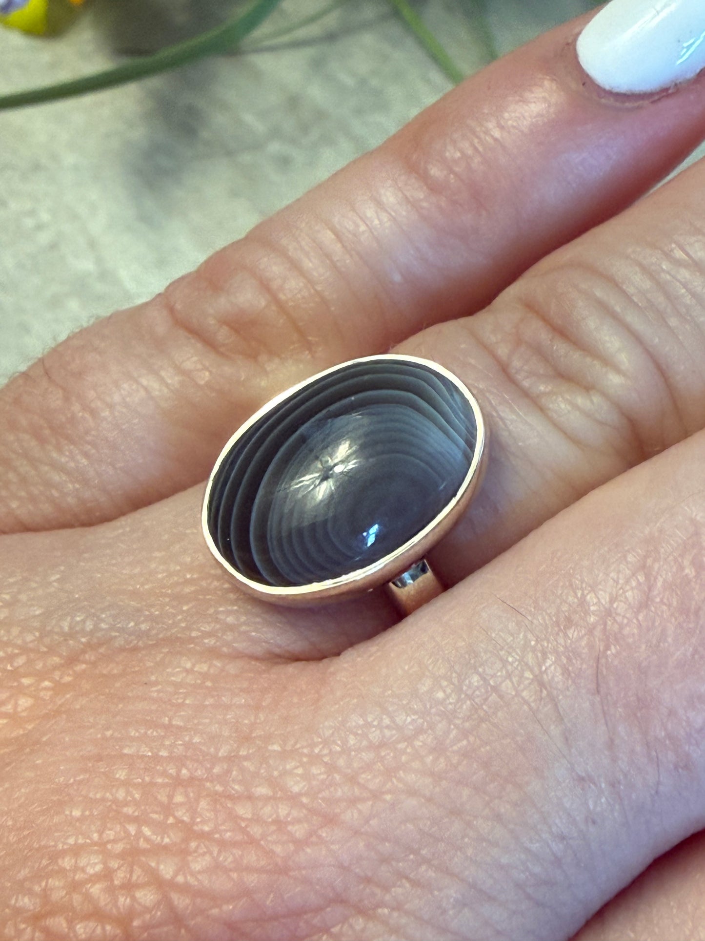 Botswana Agate Adjustable 925 Silver Ring