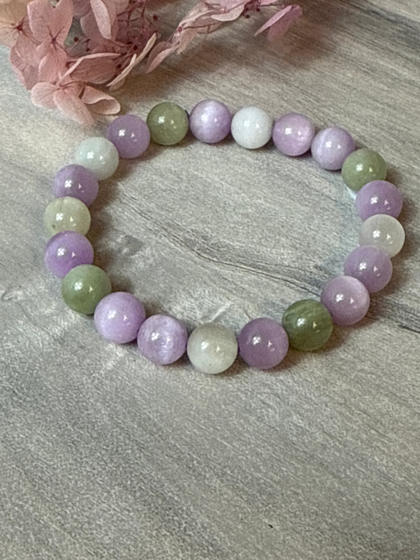 Kunzite & Hiddenite Bead Bracelet