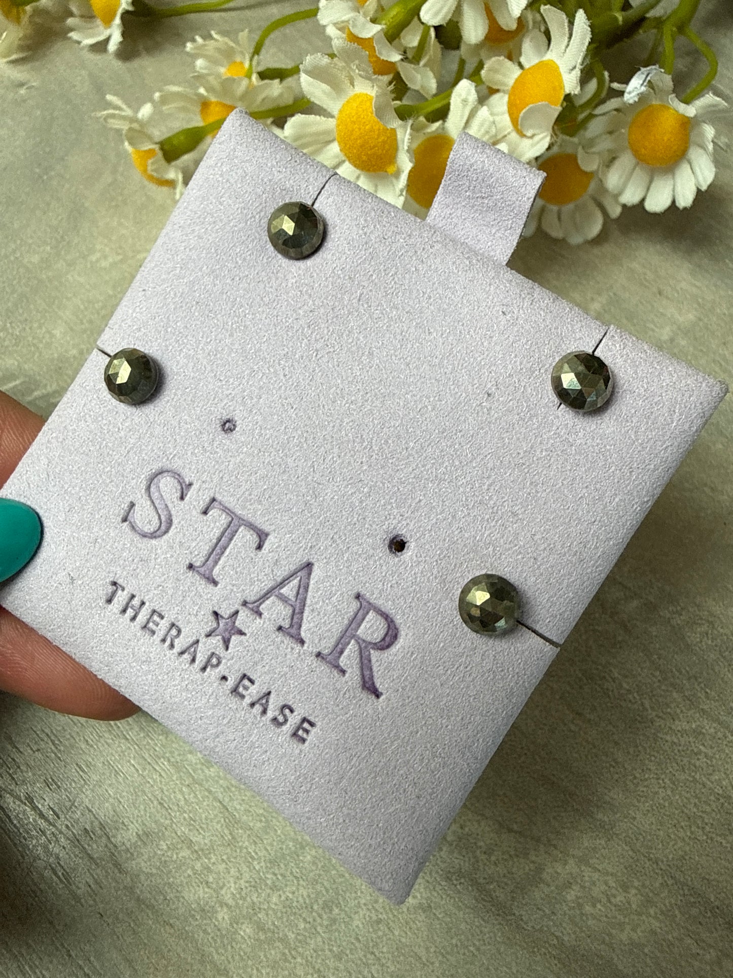 Pyrite Studs Earrings Handmade - 18K / 925
