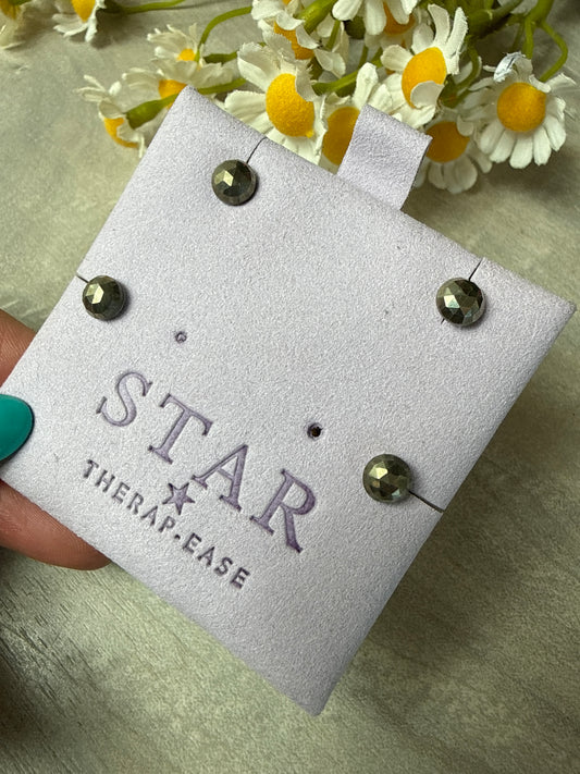 Pyrite Studs Earrings Handmade - 18K / 925