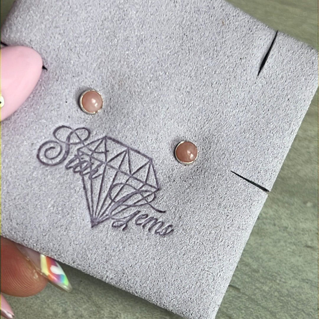 Pink Opal Peruvian 925 Sterling Studs 4mm