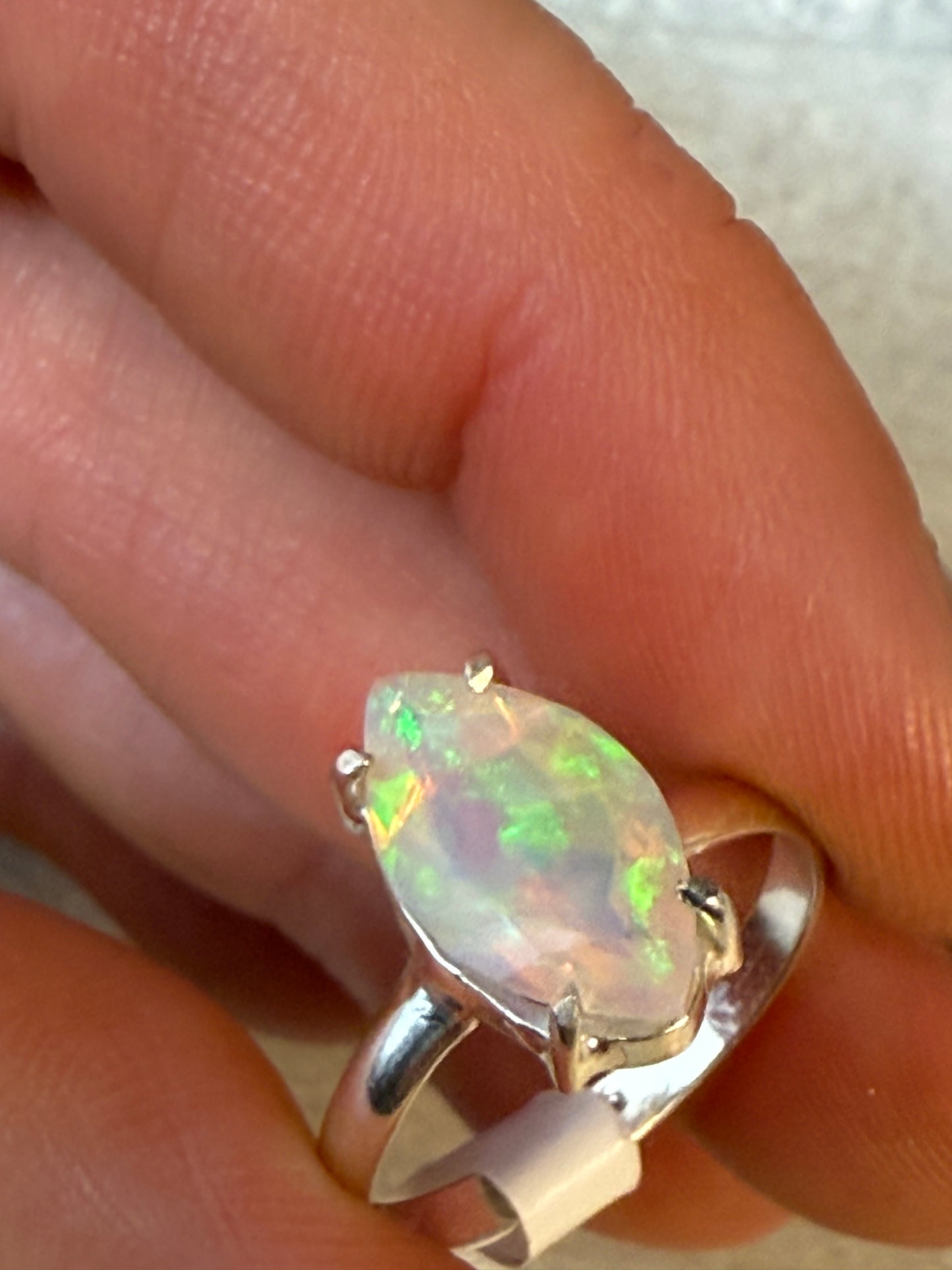 Ethiopian Opal 925 Silver Ring - Size L 1/2 - M