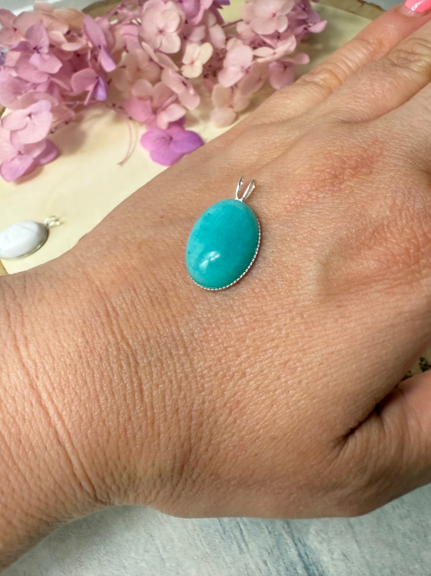 Handmade Oval 925 Sterling Pendant - Bunny Rabbit Bail