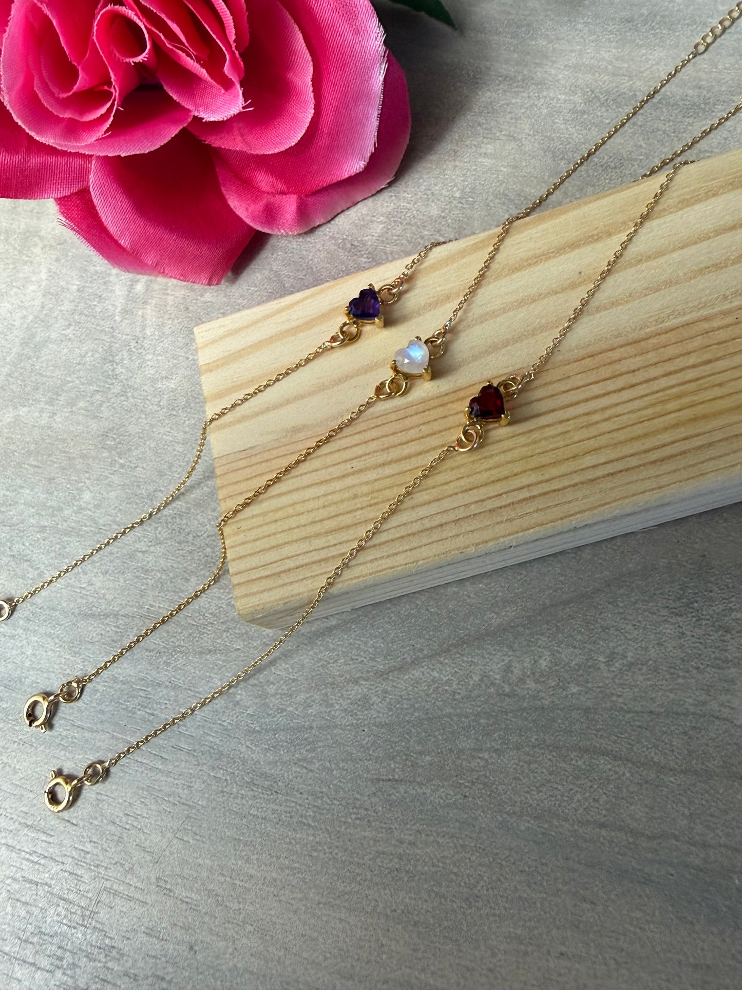 Dainty 925 Gold Heart Bracelet