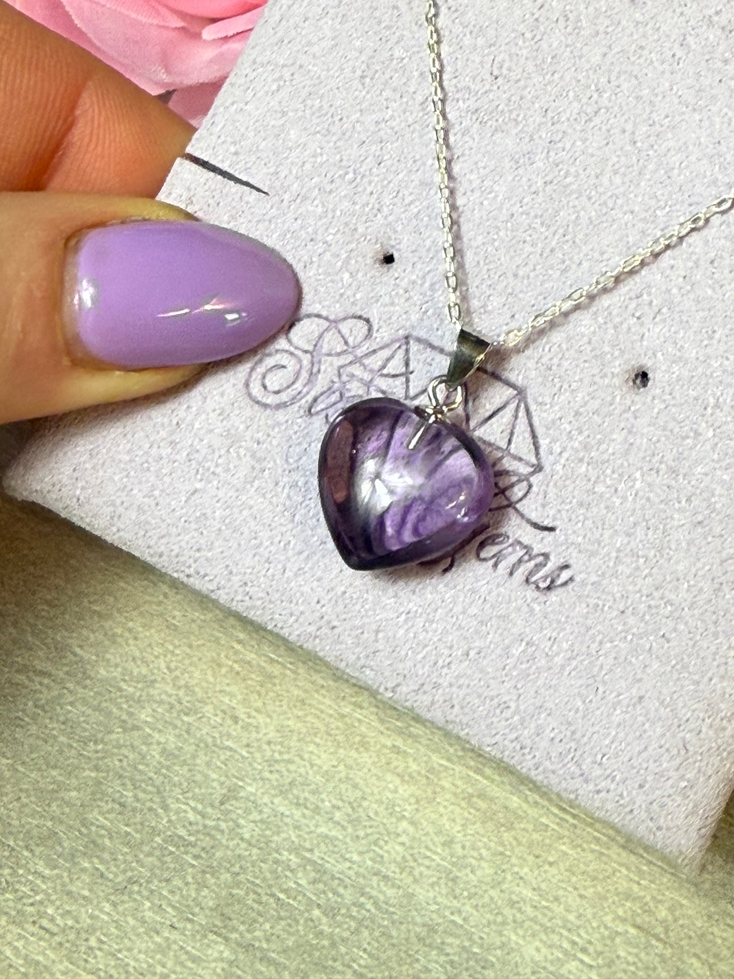 Lilac Amethyst Heart Sterling Pendant