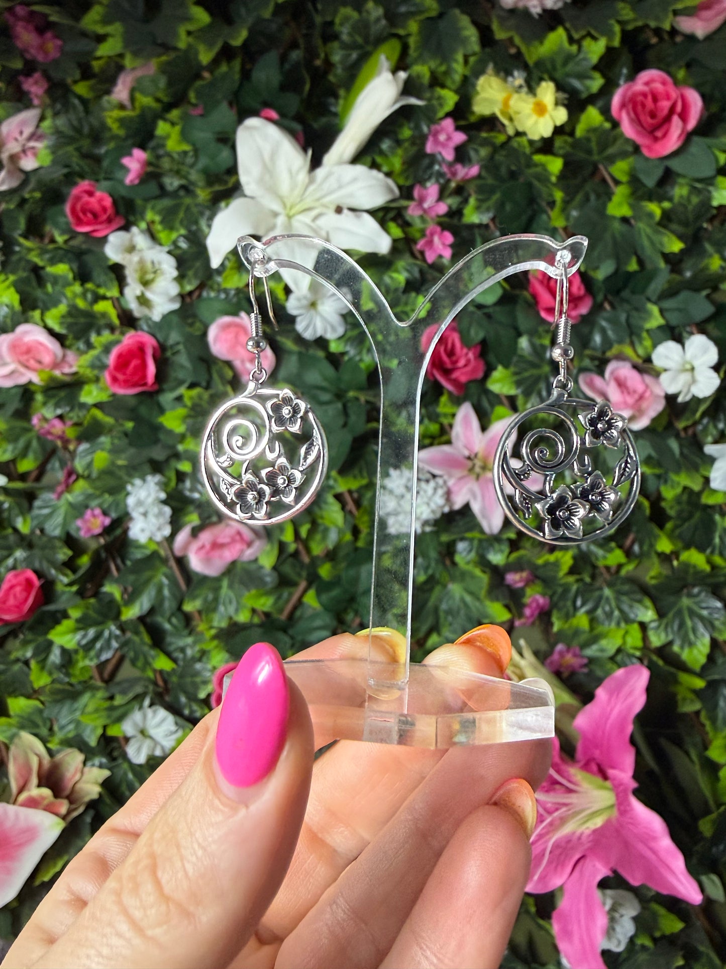 Swirl Flower Earrings - Stainless steel