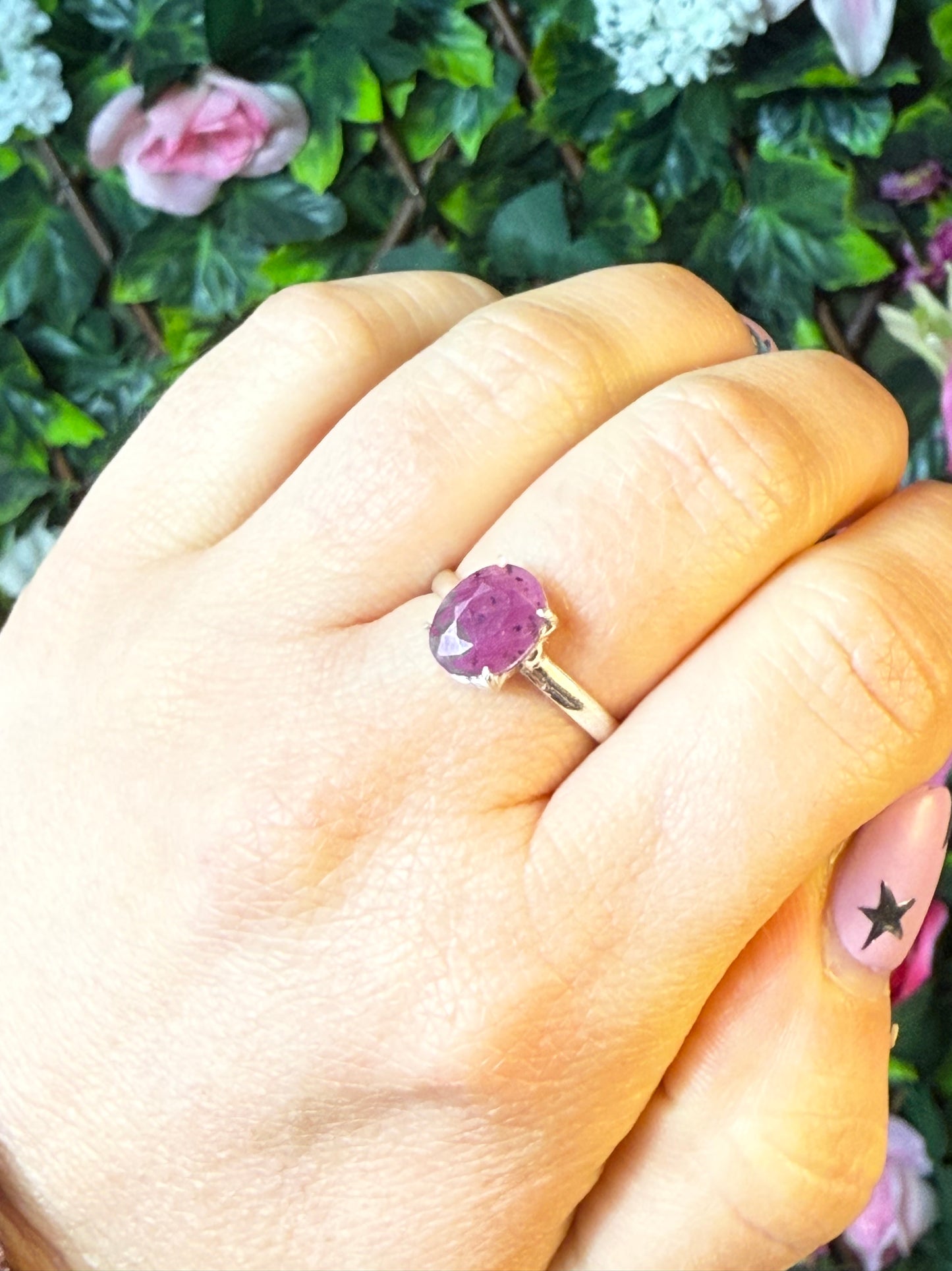 Ruby Facet 925 Silver Ring - Size O