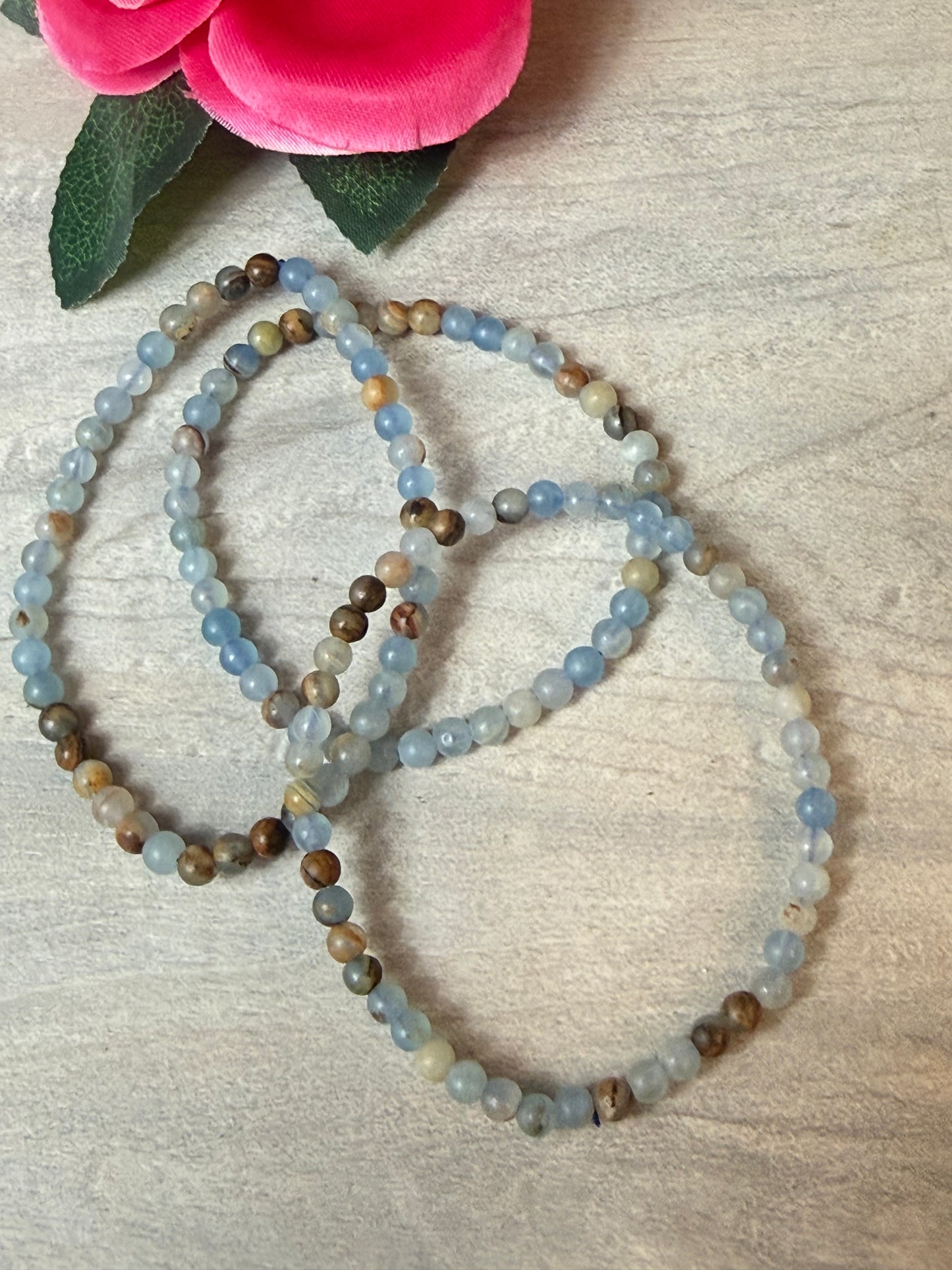 Blue Onyx Bracelet (Aquatine Lemerian Calcite)
