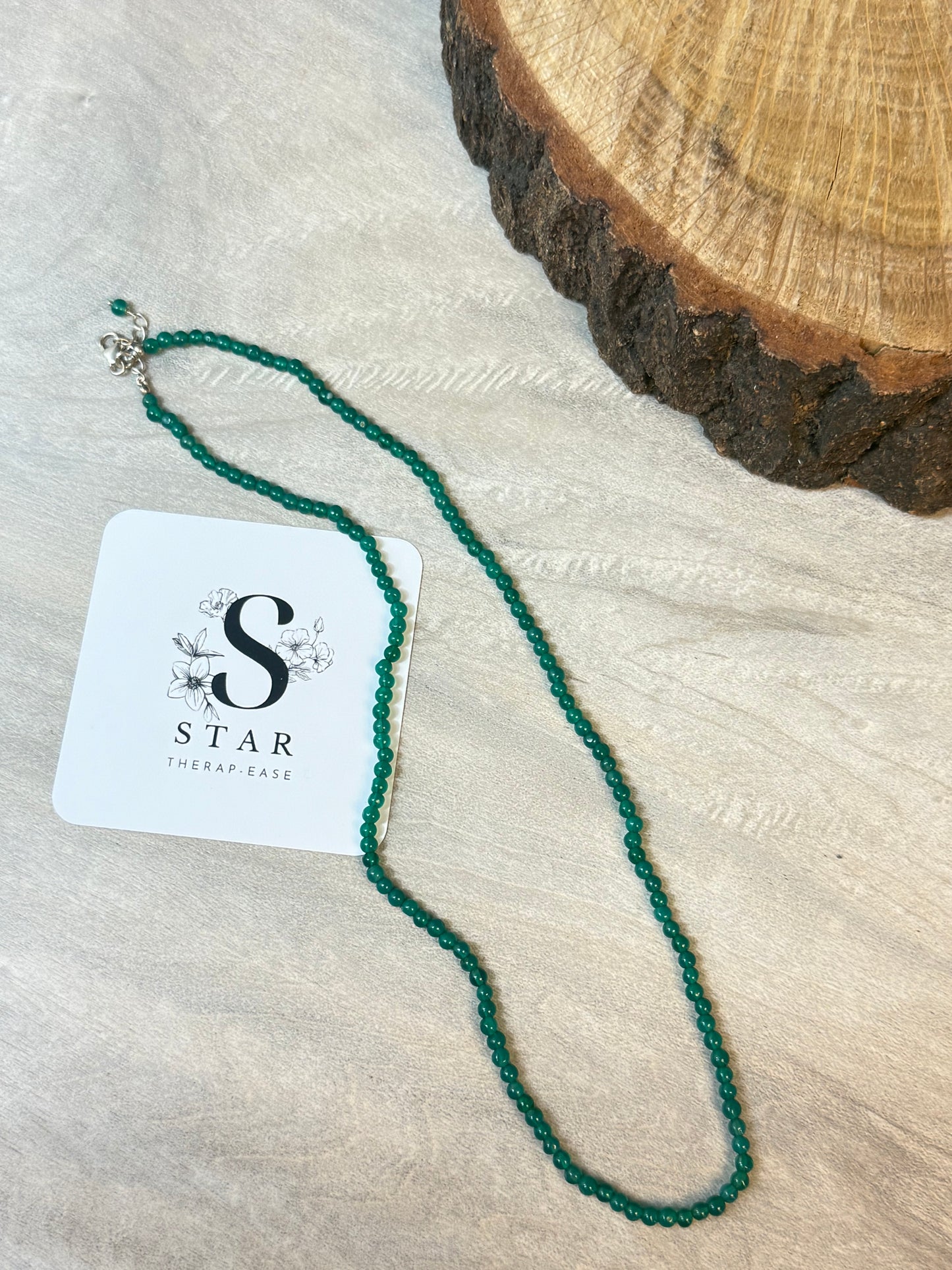 Green Onyx 18’’ Sterling Silver 925 Necklace