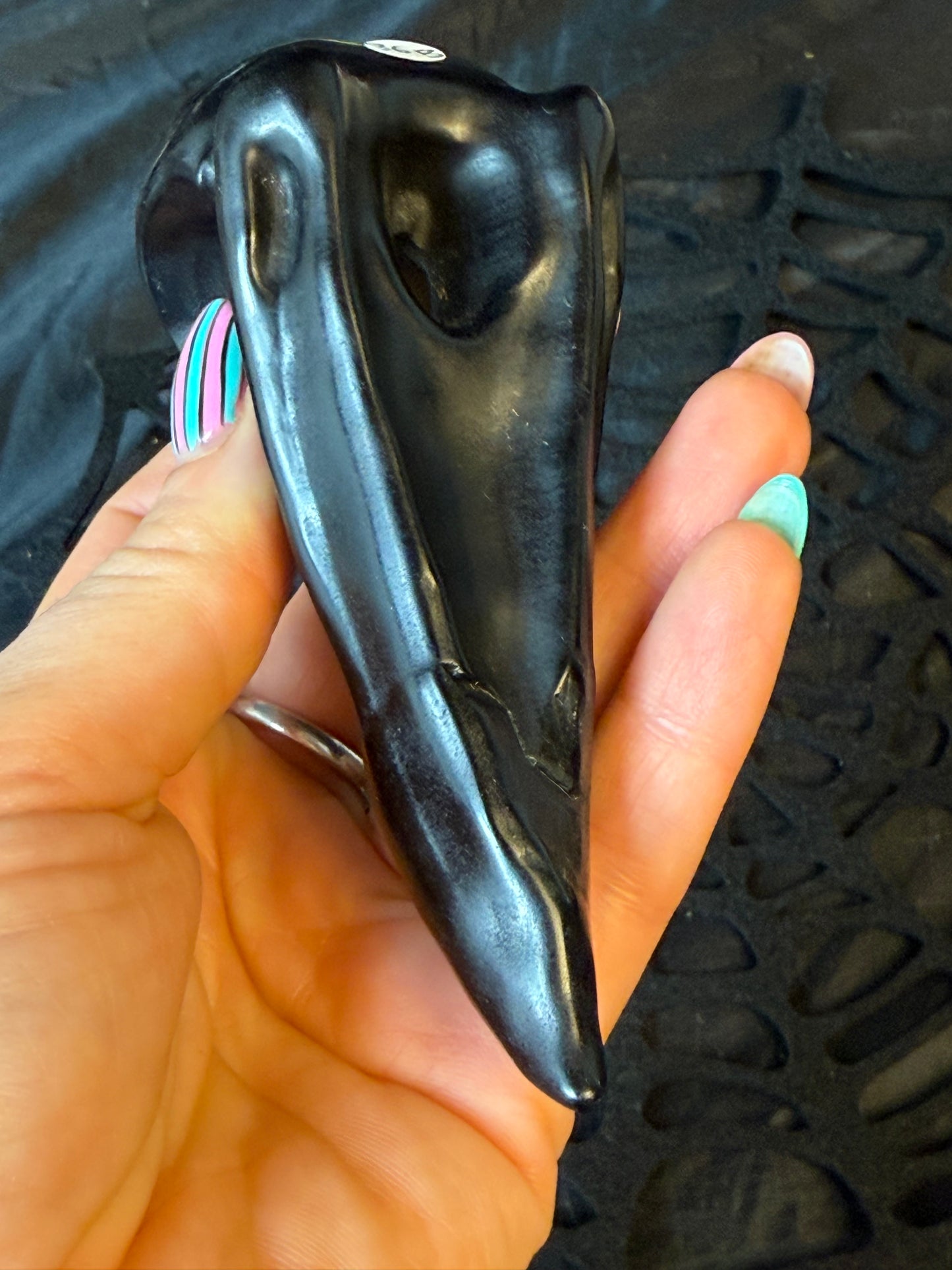 Large Obsidian Raven Crow Skull