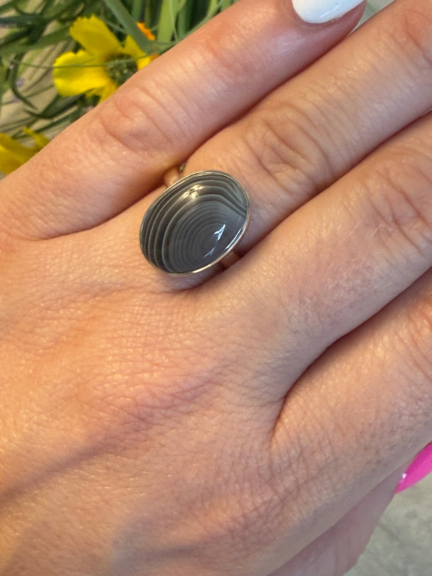 Botswana Agate Adjustable 925 Silver Ring