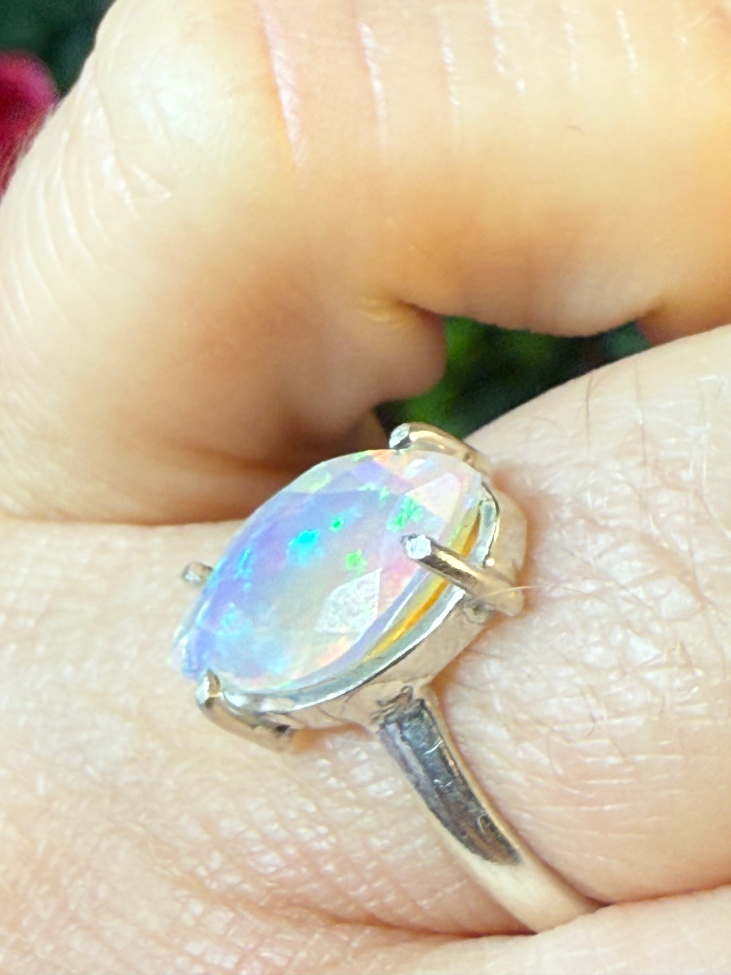 Ethiopian Opal 925 Silver Ring - Size L 1/2 - M