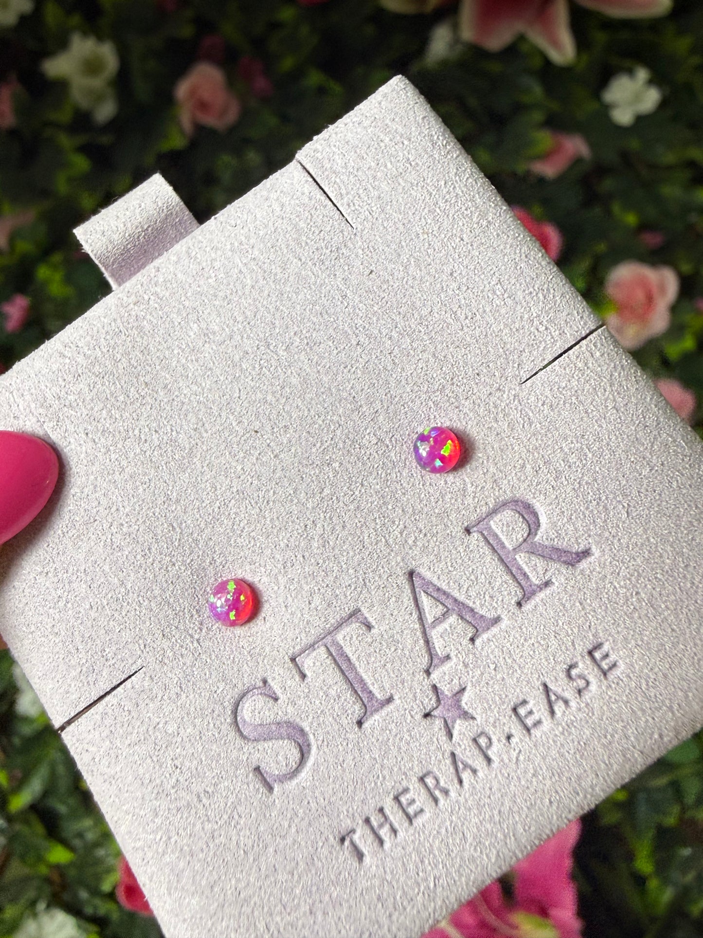 Handmade Purple Opal Sterling Silver Studs