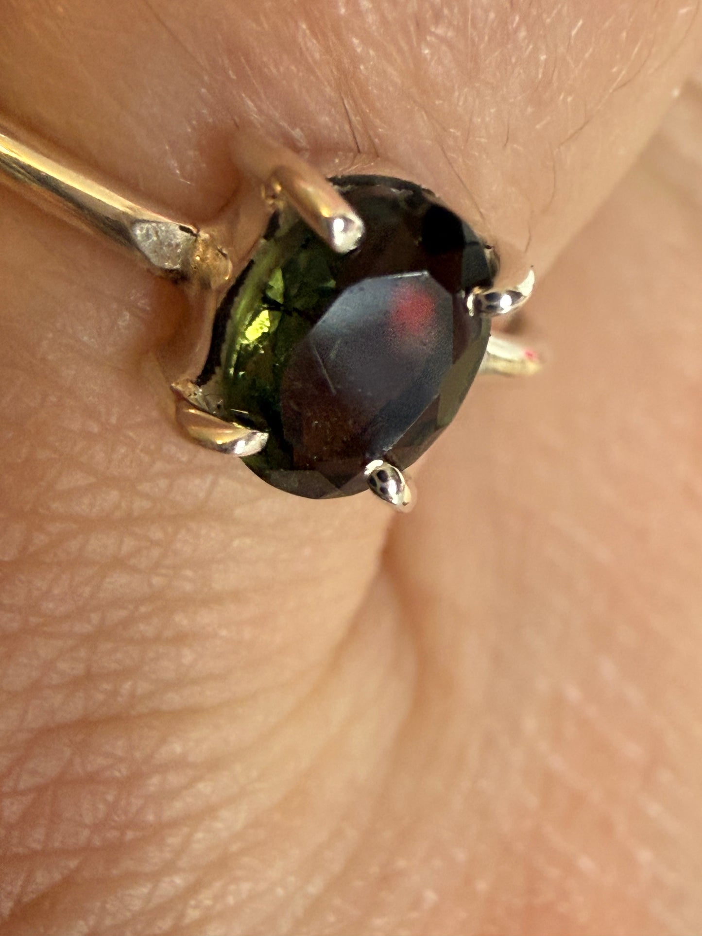 Moldavite Facet 925 Silver Ring