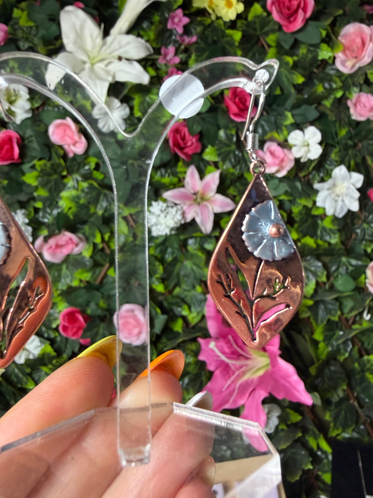 Diamond Daisy Earrings - Stainless steel / Copper