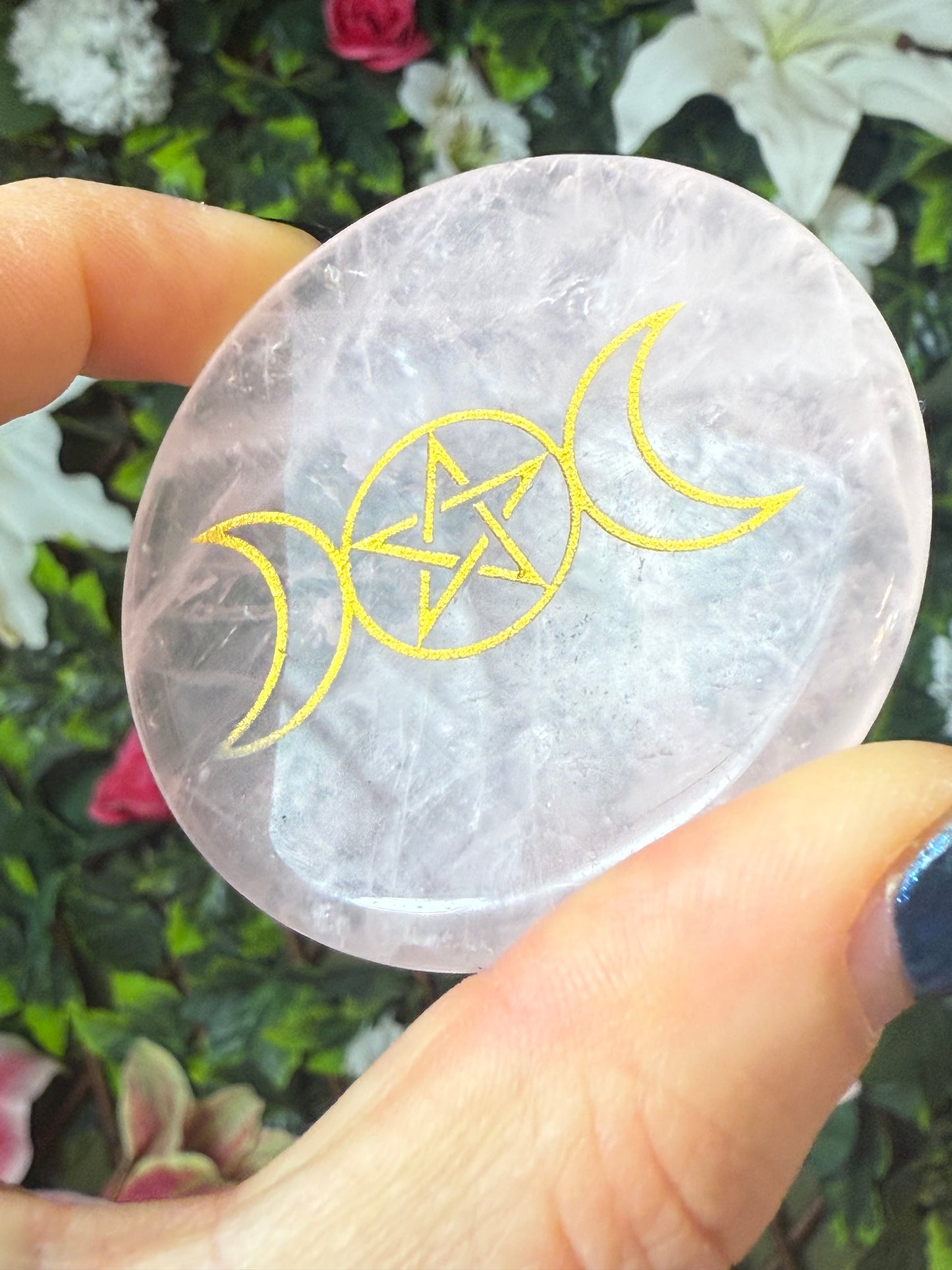 Goddess Rose Disc Palm Stone