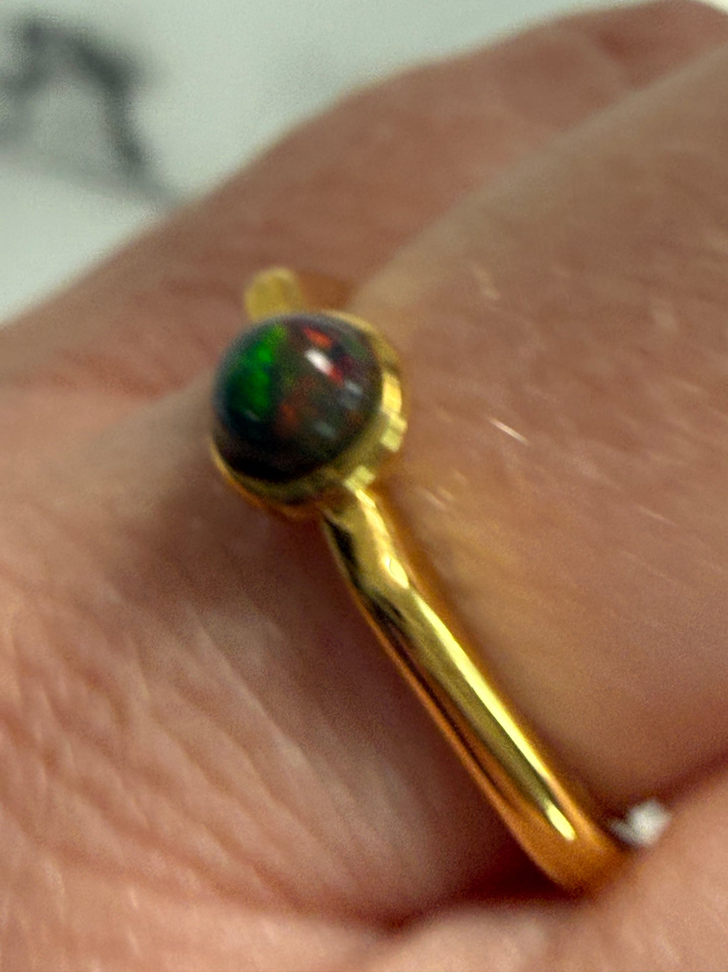 Black Opal Gold Plated Adjustable Brass Ring