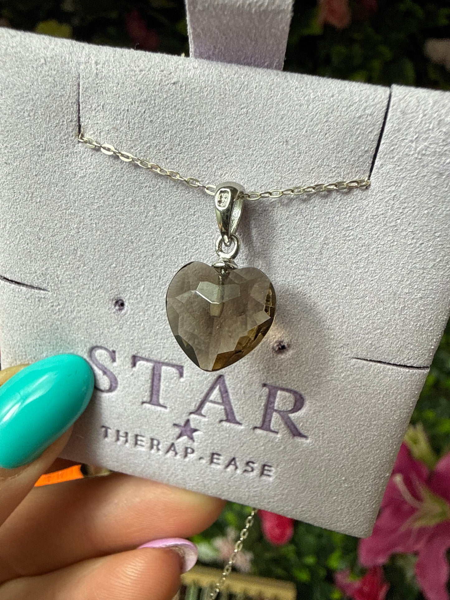 Smoky Facet Heart 925 Silver Pendant