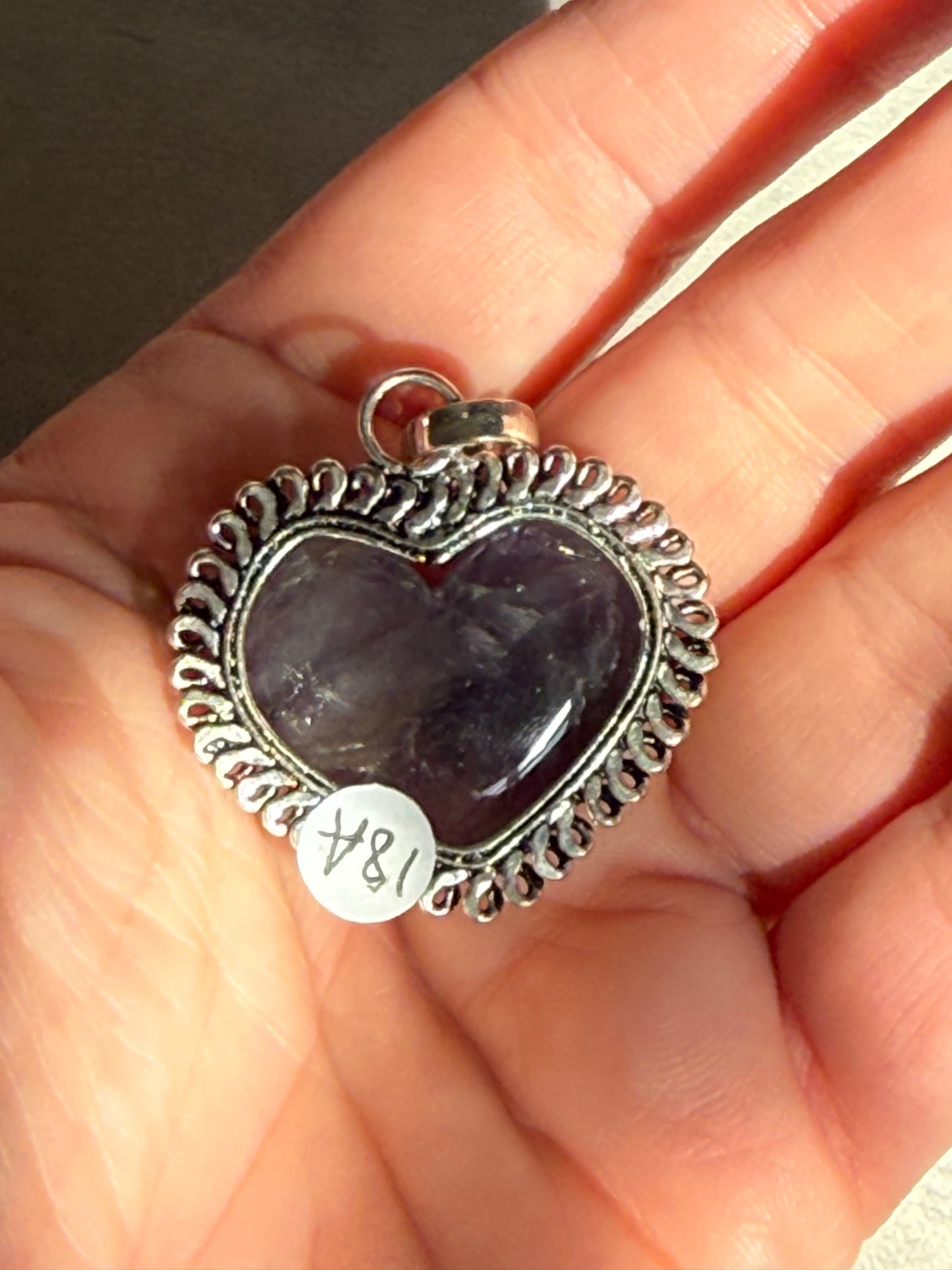 Amethyst Heart Pendant - Silver plated