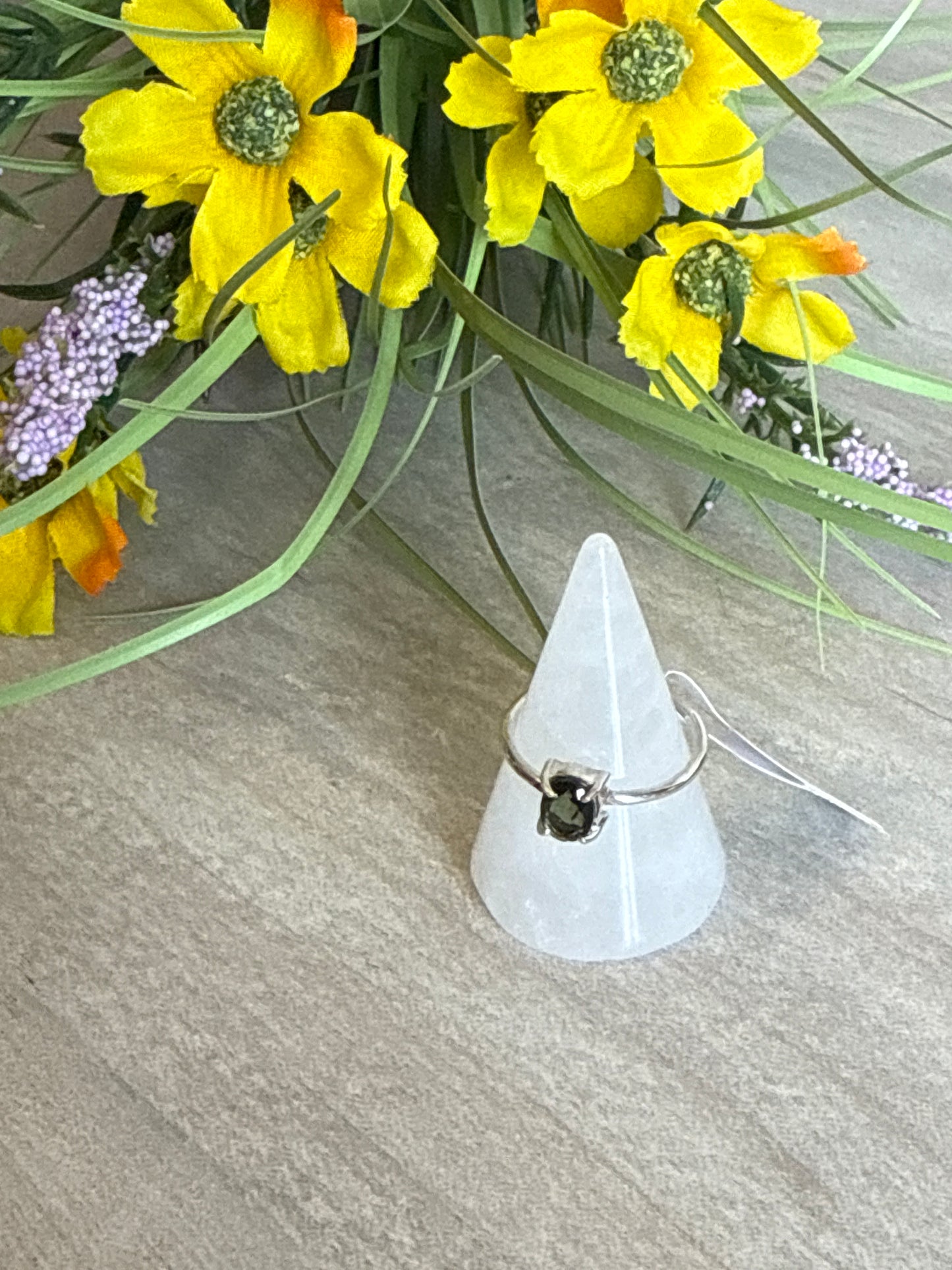 Moldavite Facet 925 Silver Ring