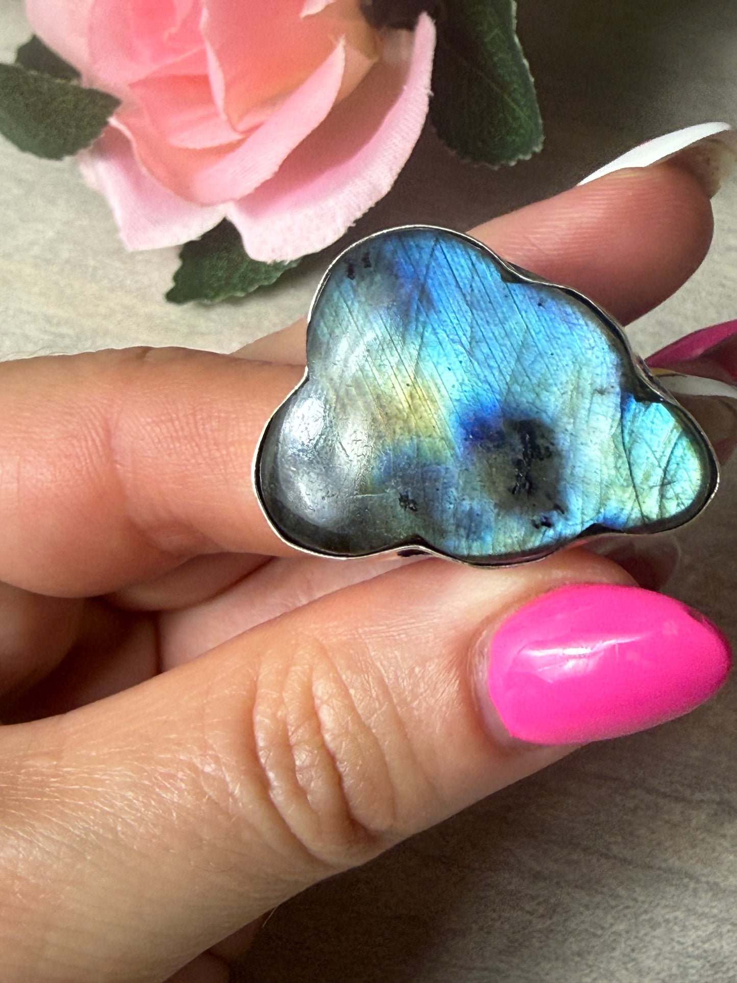 Lab Cloud  Adjustable Silver Plated Ring