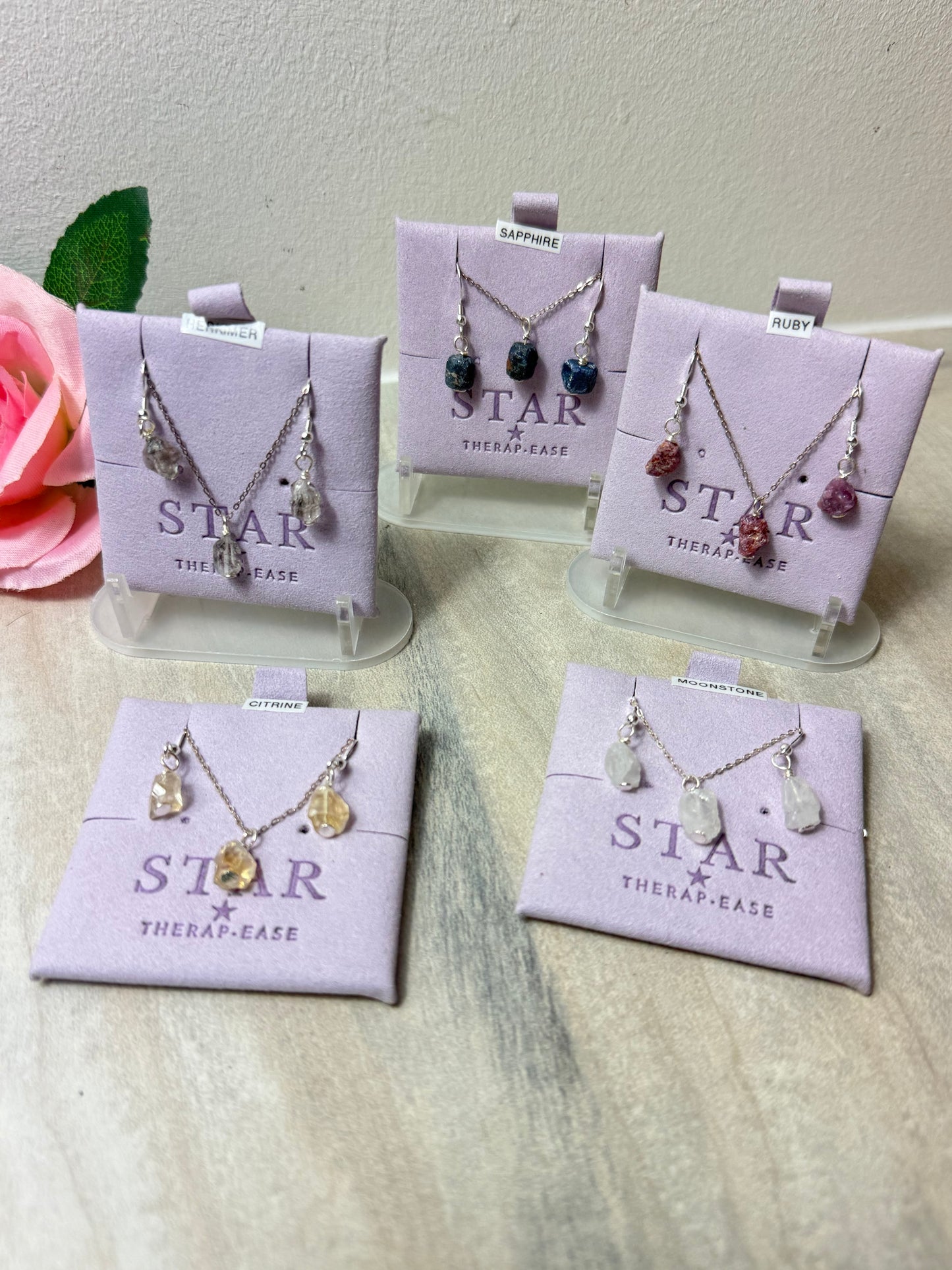 Handmade 925 Raw Wire Wrap Necklace & Earrings by Star Therap-ease