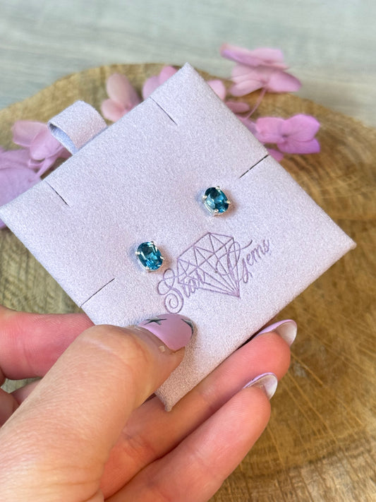 London Blue Topaz 925 Sterling Silver Earrings Stud