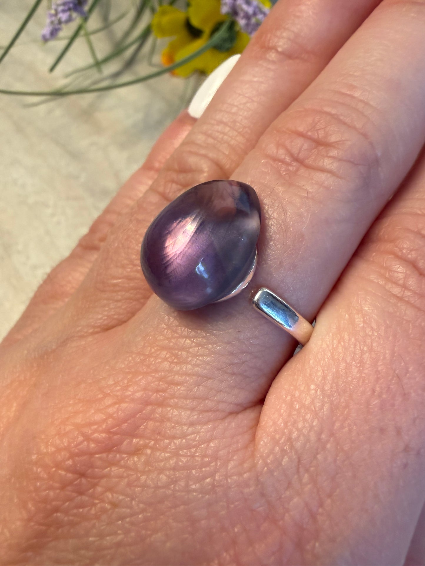 Handmade Amethyst Adjustable 925 Silver Ring