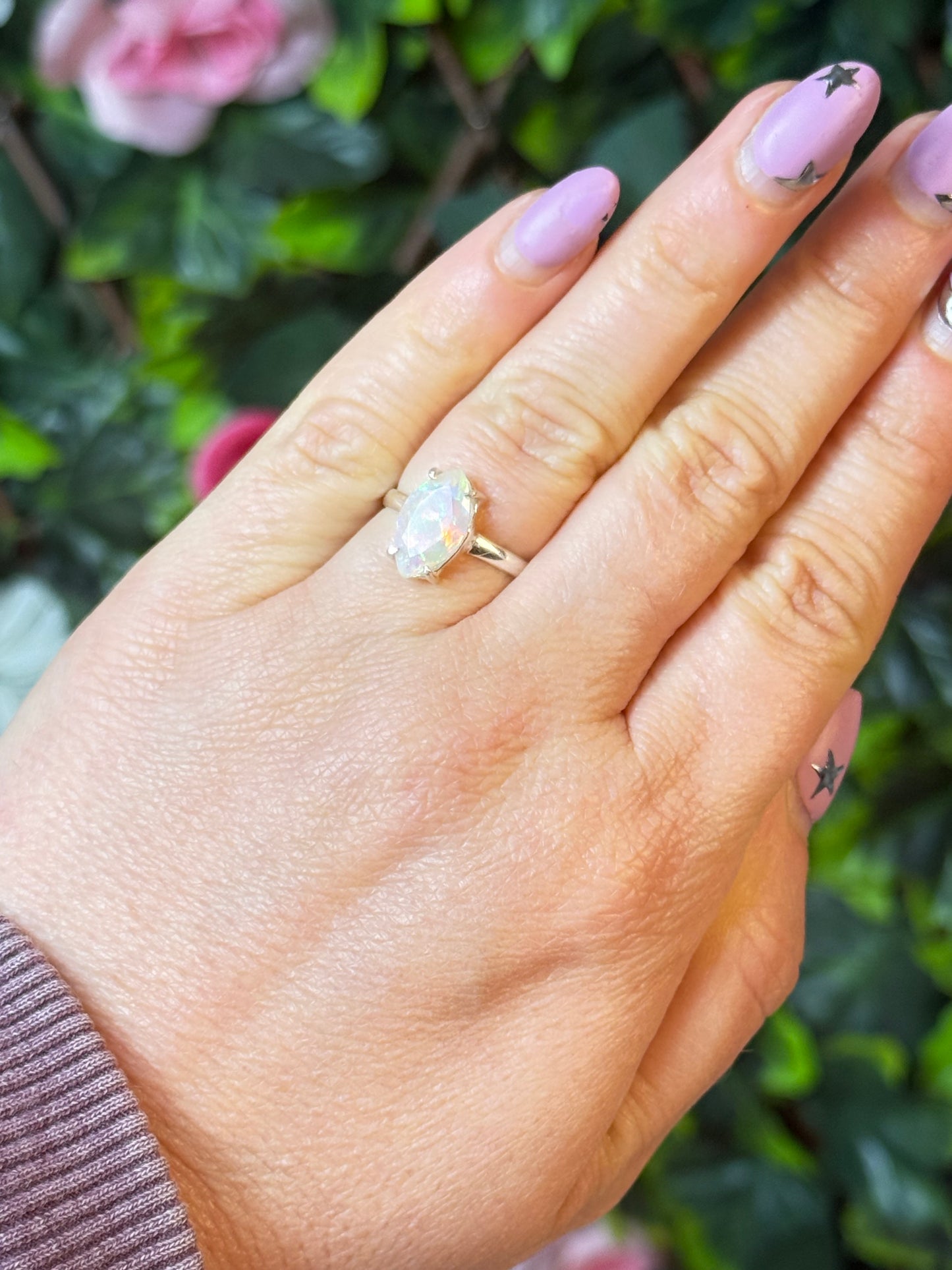 Ethiopian Opal 925 Silver Ring - Size L 1/2 - M