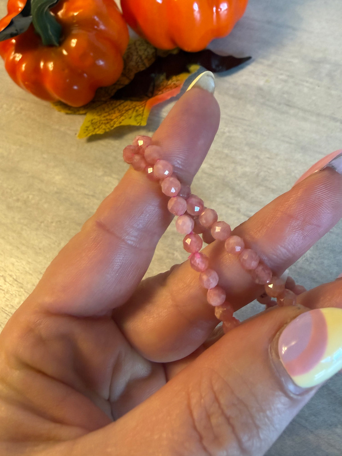Gem Rhodochrosite Facet 4mm Bracelet
