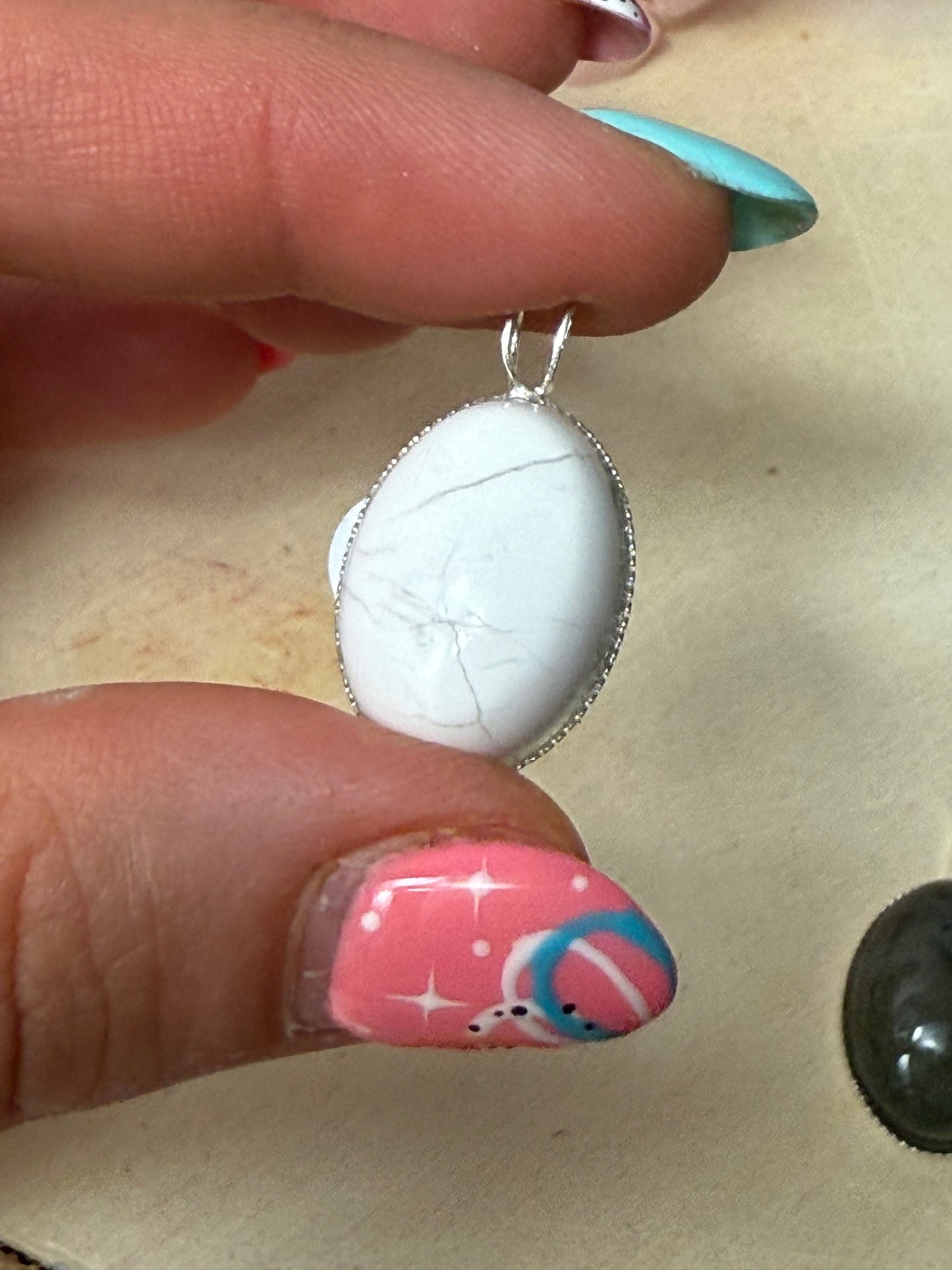 Handmade Oval 925 Sterling Pendant - Bunny Rabbit Bail