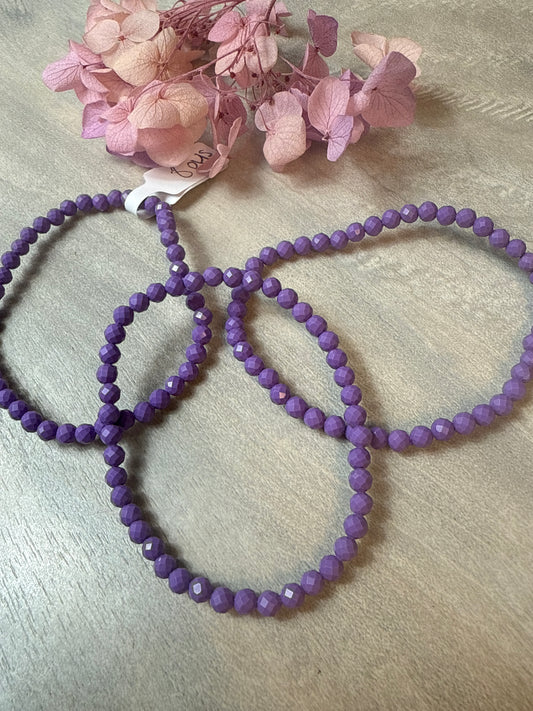 USA Purple Mica Facet 4mm Bead Bracelet