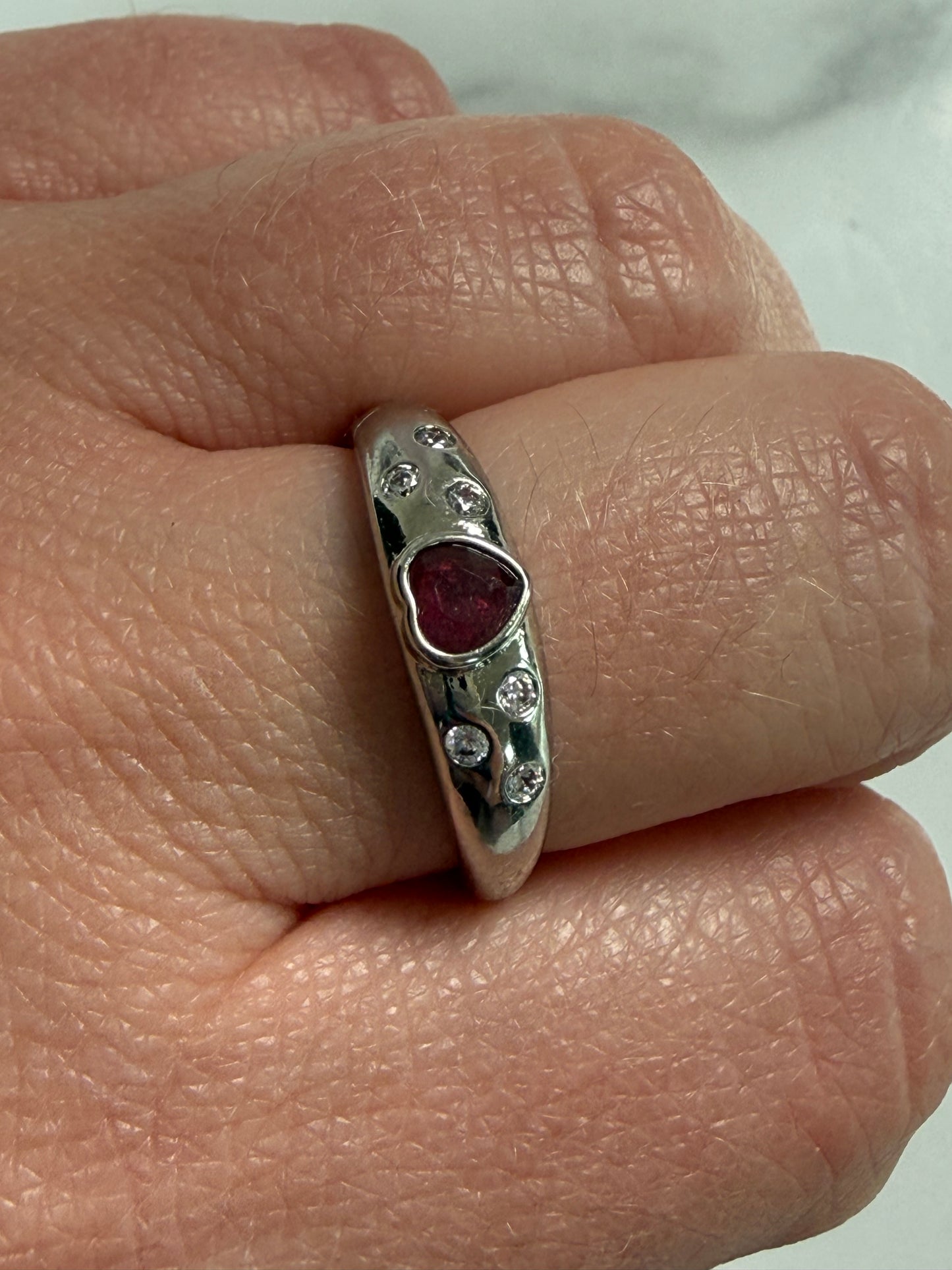 Ruby Adjustable Silver Plated Ring
