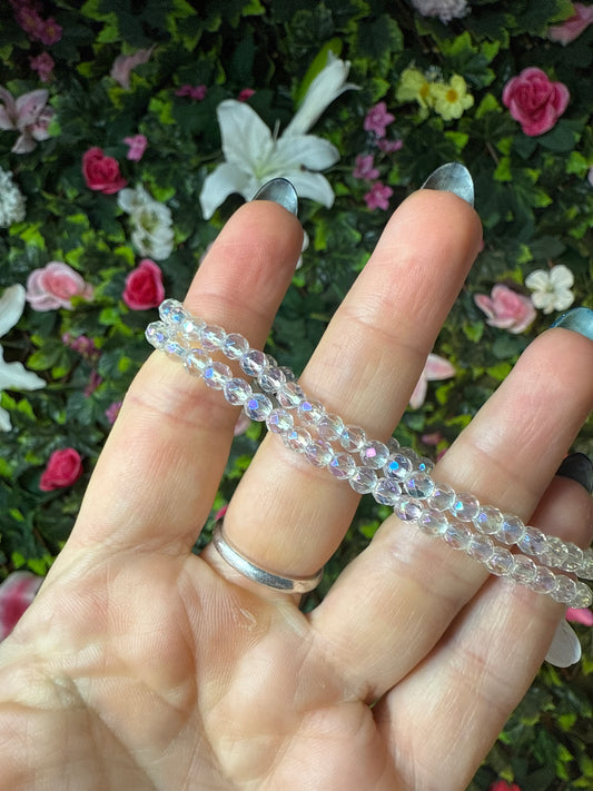 Rainbow facet Clear Quartz Bracelet