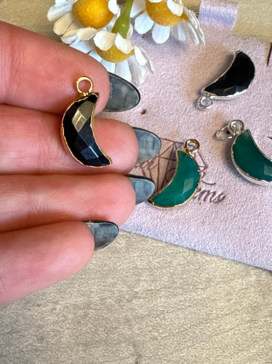 Moon Facet Cut - 925 Silver / 18ct gold electroplated Pendant Charm