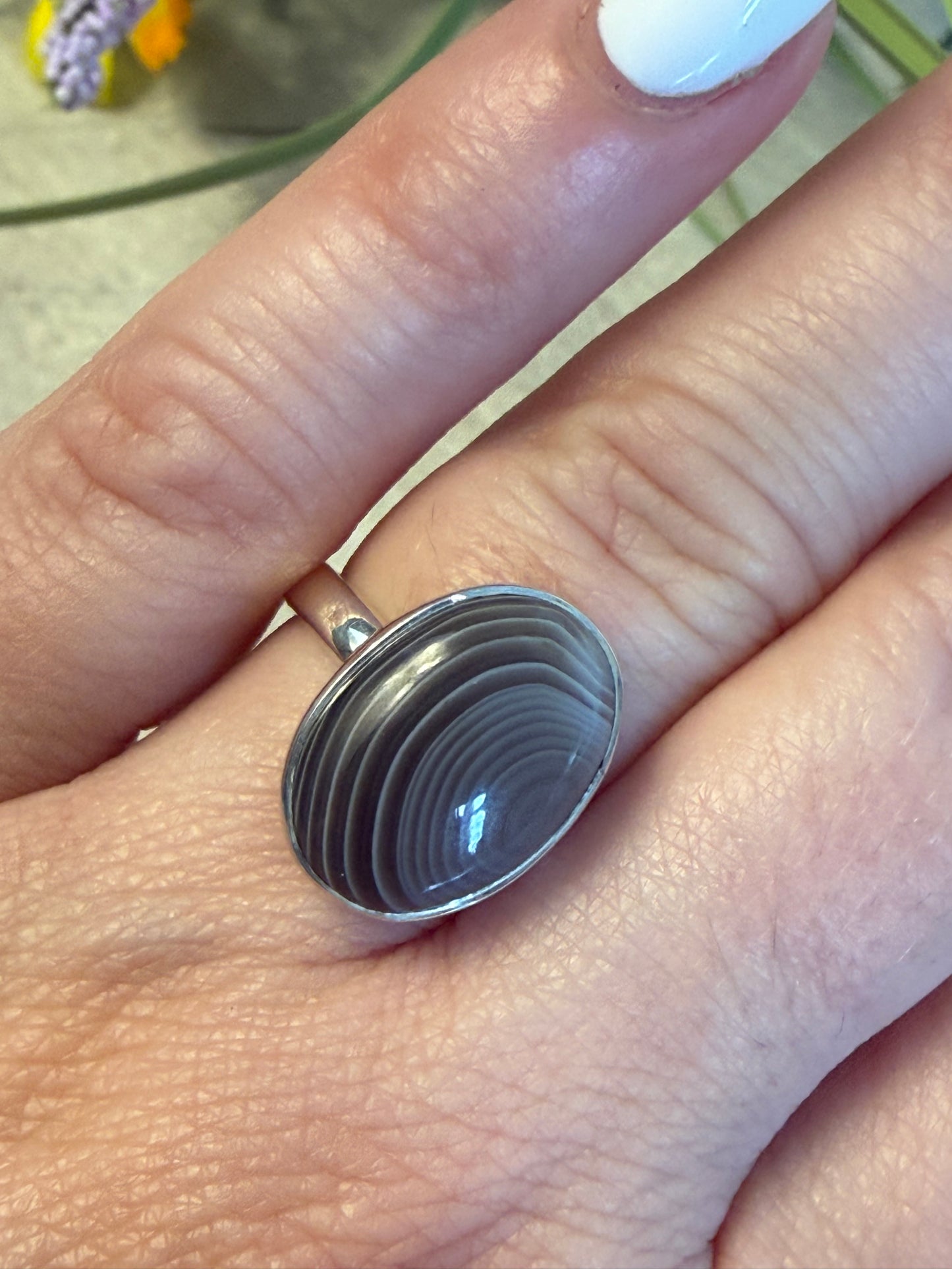 Botswana Agate Adjustable 925 Silver Ring