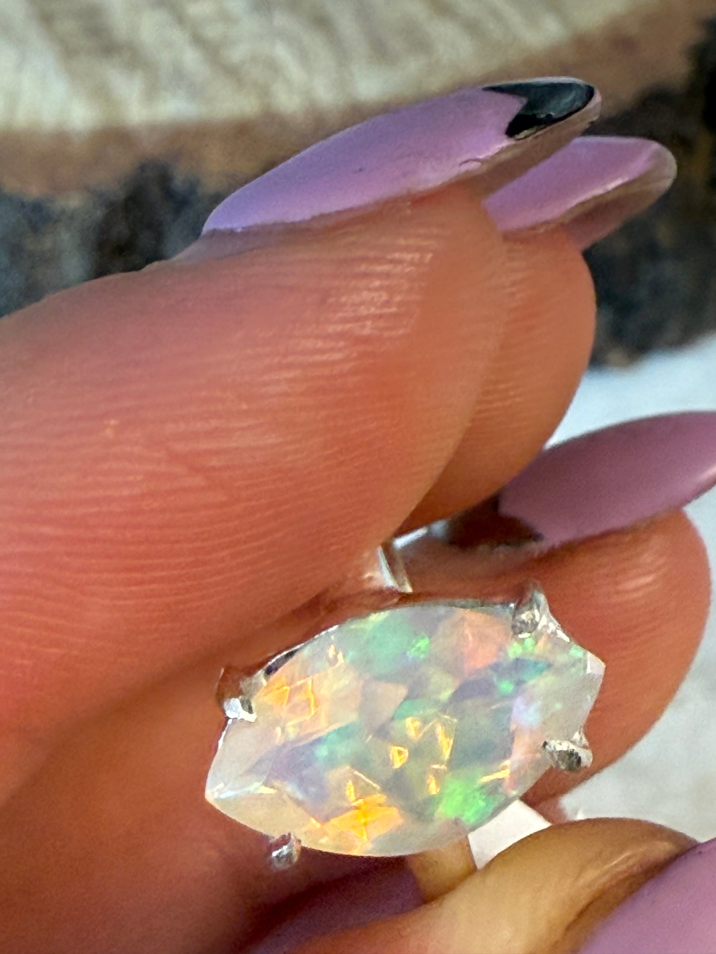 Ethiopian Opal 925 Silver Ring - Size L 1/2 - M