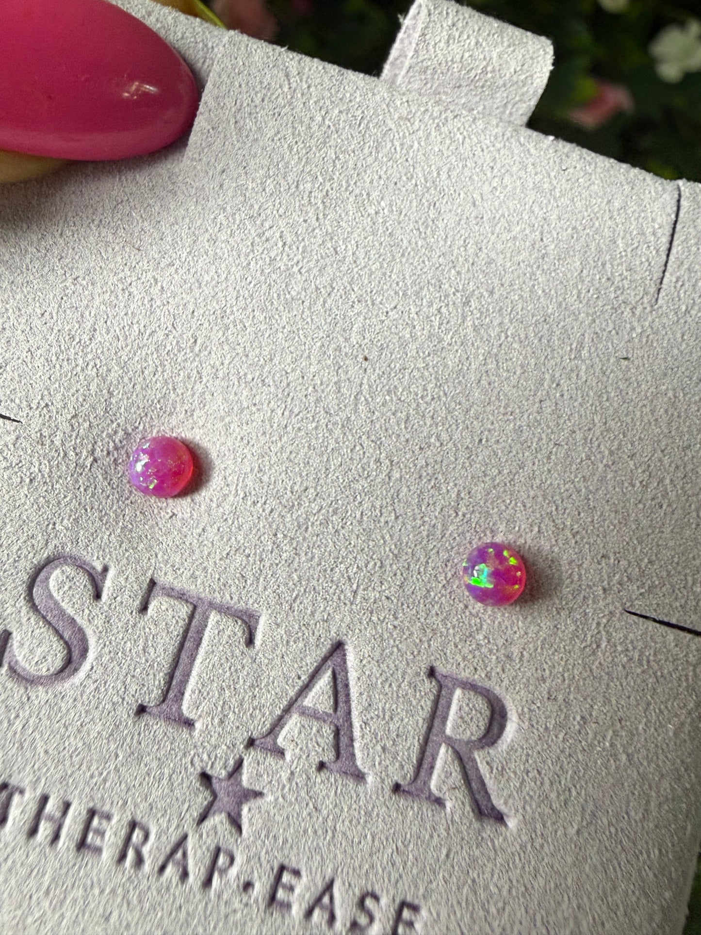 Handmade Purple Opal Sterling Silver Studs