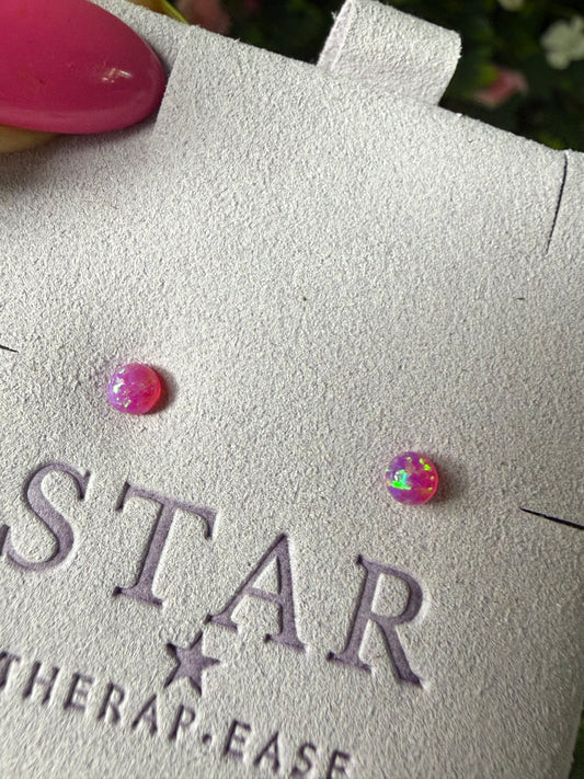 Handmade Purple Opal Sterling Silver Studs